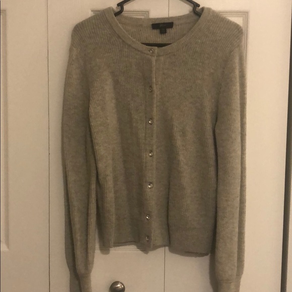 ribbed cardigan with jeweled buttons in supersoft yarn
